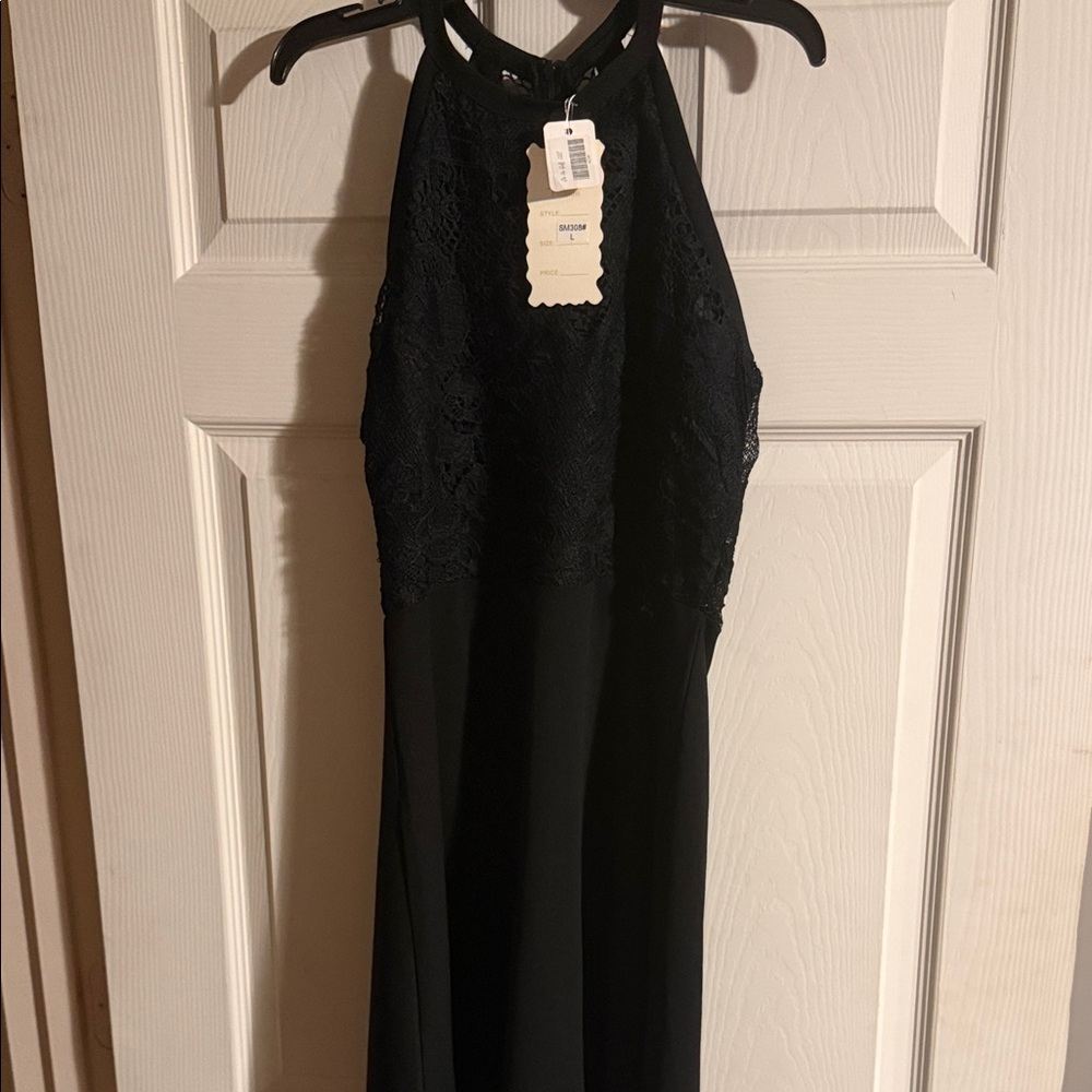 Elegant Black Lace Halter Dress juniors size